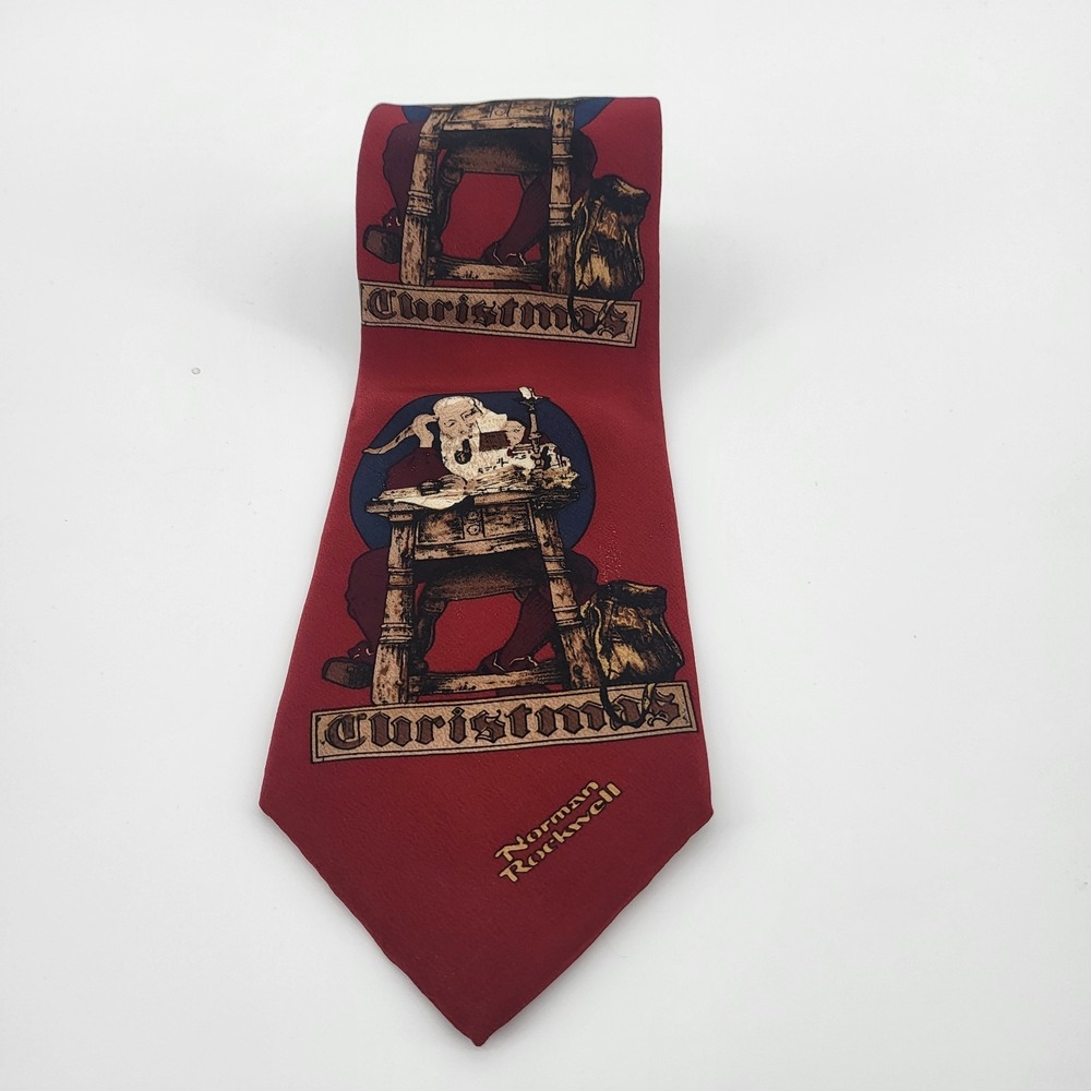 Vtg 1994 The Saturday Evening Post Norman Rockwell Santa Claus Christmas Necktie